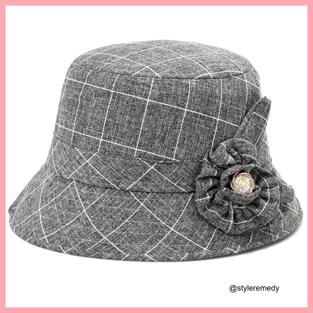 Foldable Cotton Linen Bucket Hat With Floral Bow